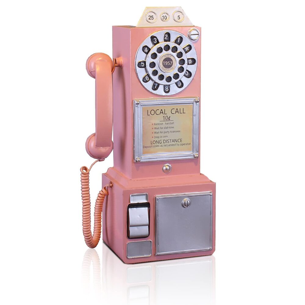 3533 Antique Telephone - Pink Rotary Dial Landline Phone Model Vintage